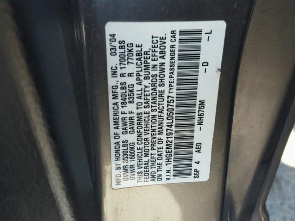 2004 Honda Civic EX (FOR PARTS) - Image 3